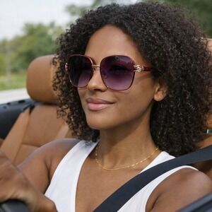 Women's Polarized Sunglasses Metal Frame Fashion Eyewear Red UV Protection